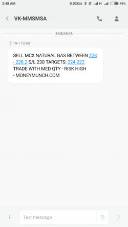natural gas intraday tips sms